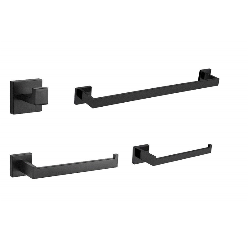 Lexora Home Bagno Lucido 4-Piece Bathroom Accessory Set in Matte Black