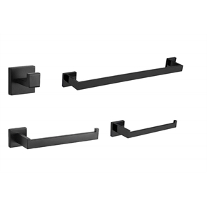 Lexora Home Bagno Lucido 4-Piece Bathroom Accessory Set in Matte Black
