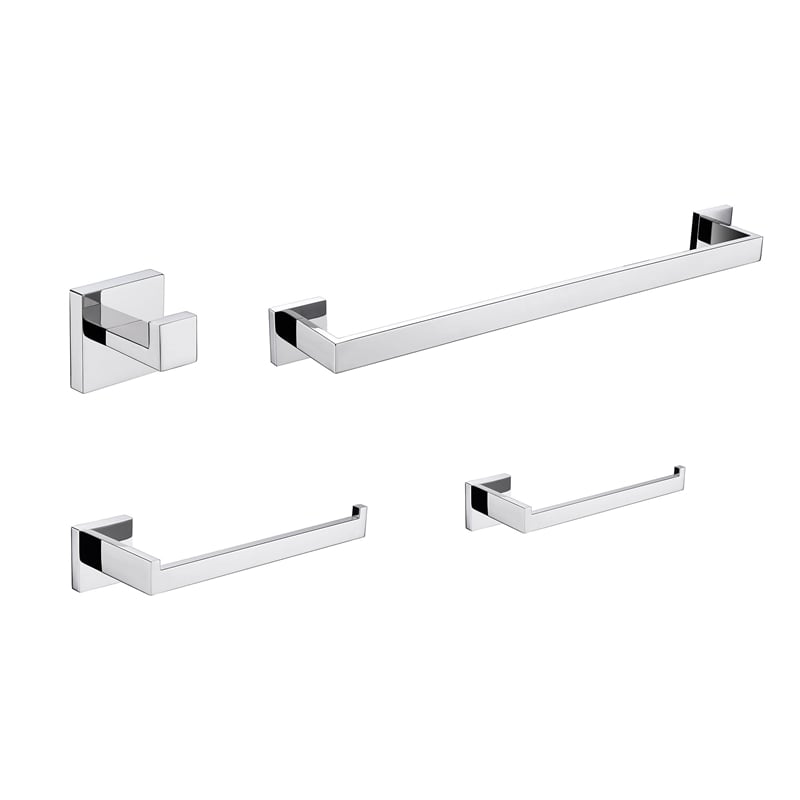 Lexora Home Bagno Lucido 4-Piece Bathroom Accessory Set in Chrome