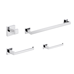 Lexora Home Bagno Lucido 4-Piece Bathroom Accessory Set in Chrome