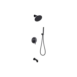 Lexora Home Salamonio 8&quot Round Rain Shower and Handheld Set in Matte Black