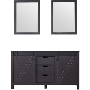 Lexora Home Marsyas 60&quot Double Vanity with Mirrors in Brown