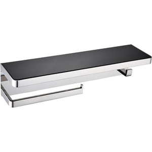 Lexora Home Bagno Bianca Stainless Steel Shelf with Bar and Hook in Chrome