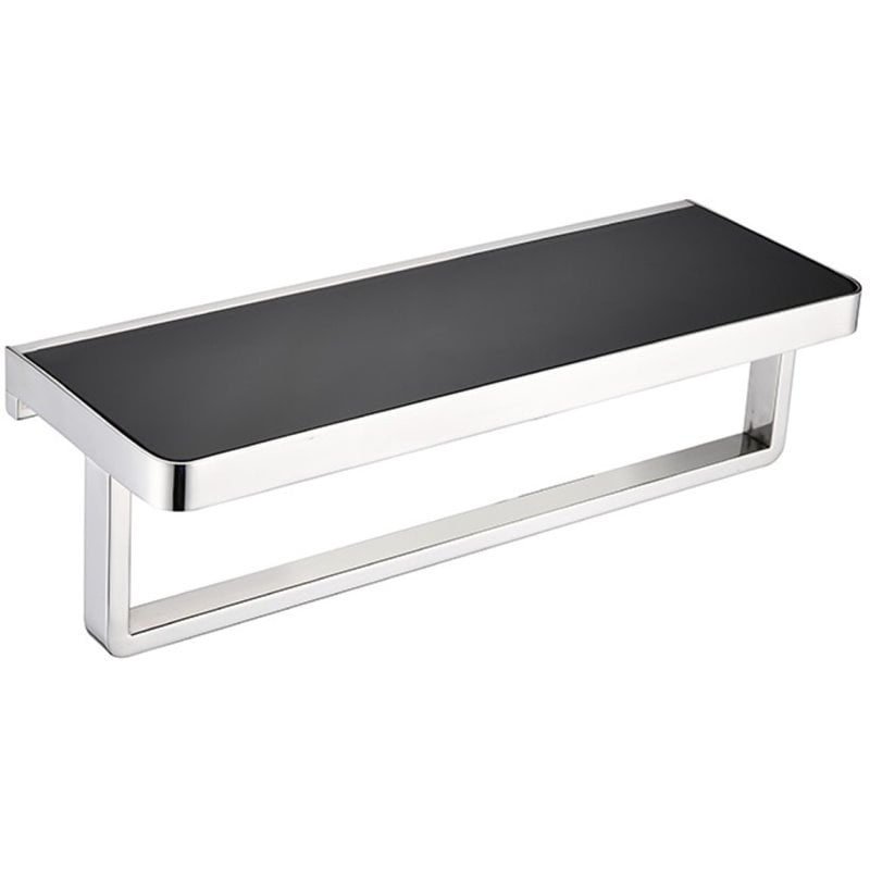 Lexora Home Bagno Bianca Stainless Steel Shelf with Towel Bar in Chrome