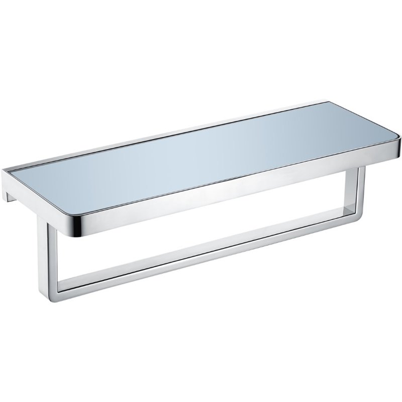 Lexora Home Bagno Bianca Stainless Steel Shelf with Towel Bar in Chrome