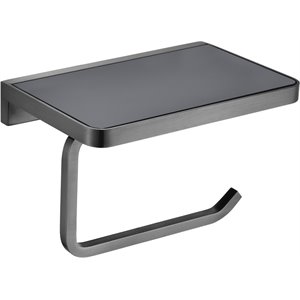 lexora home bagno bianca stainless steel shelf with holder in gun metal