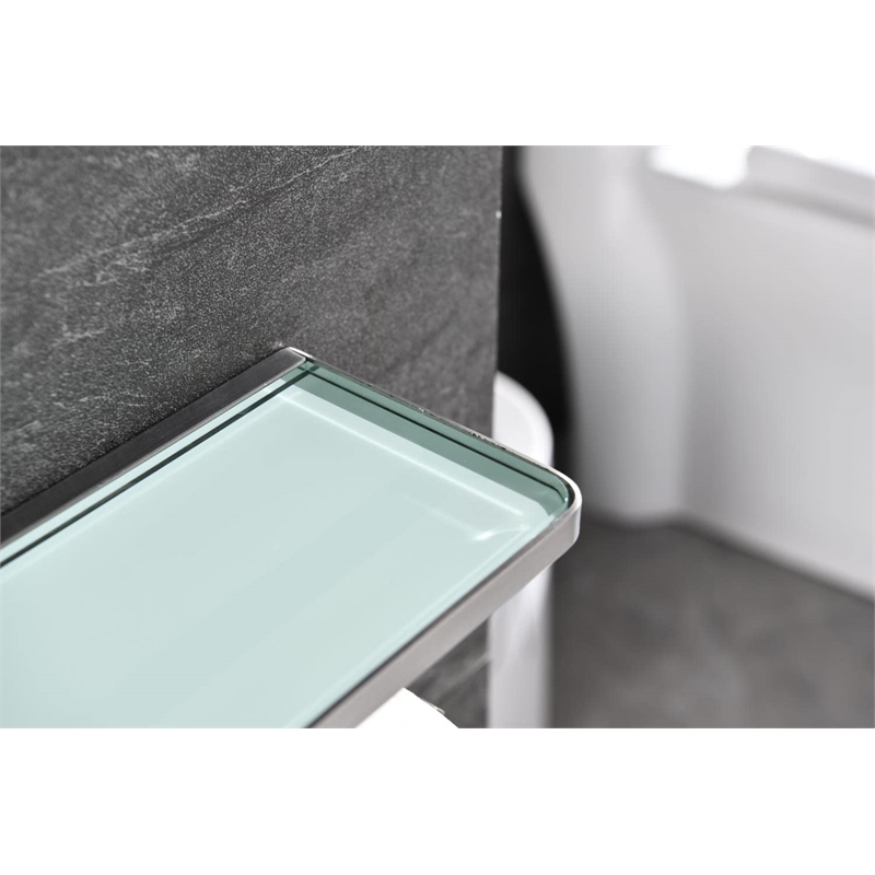 Lexora Home Bagno Bianca Stainless Steel Shelf with Holder in Brushed Nickel