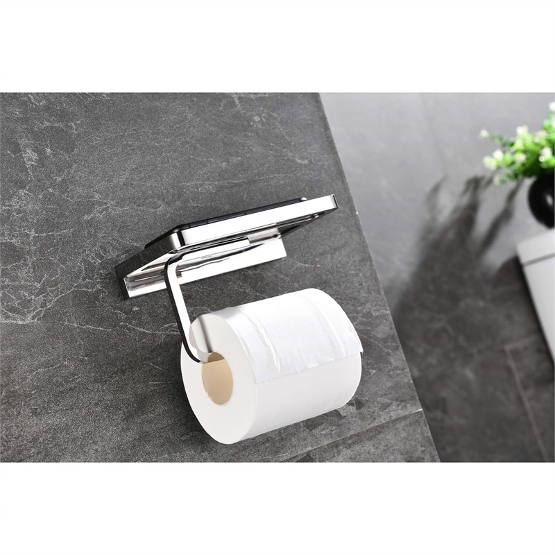 Lexora Home Bagno Bianca Stainless Steel Shelf with Holder in Gun Metal