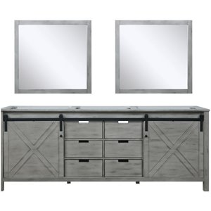 Lexora Home Marsyas 84&quot Double Vanity with Mirrors in Ash Gray
