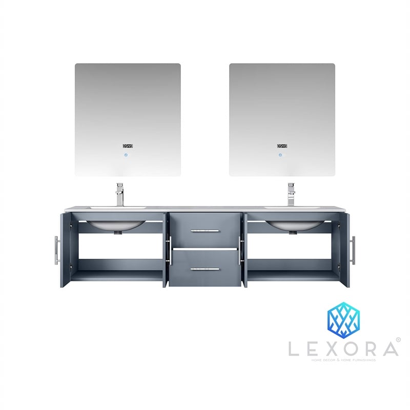 lexora home geneva 72&quot carrara marble top double vanity in glossy white