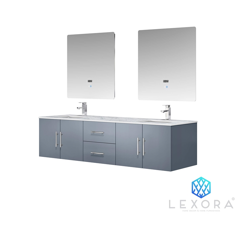 lexora home geneva 72&quot carrara marble top double vanity in glossy white