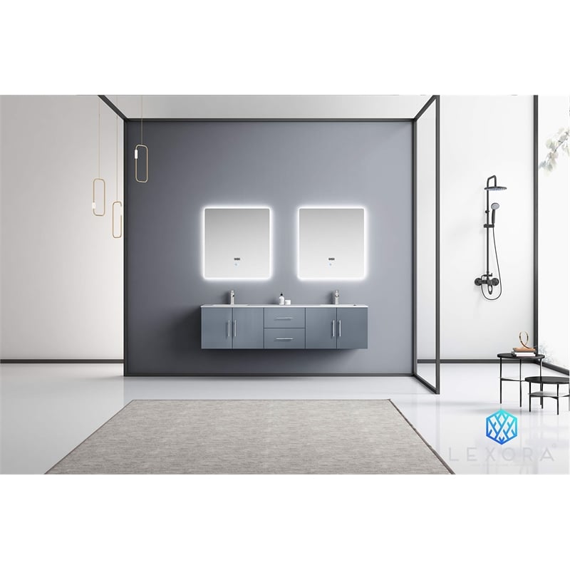 lexora home geneva 72&quot carrara marble top double vanity in glossy white