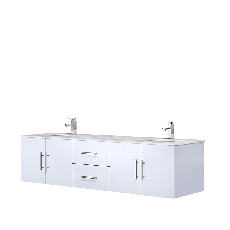 lexora home geneva 72&quot carrara marble top double vanity in glossy white