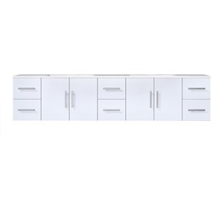 Lexora Home Geneva 84&quot Carrara Marble Top Double Vanity in Glossy White