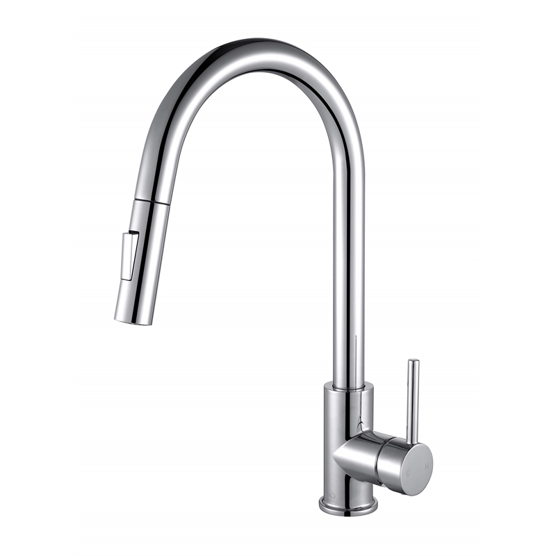 Lexora Home Olivi Brass Kitchen Faucet with Pull Out Sprayer in Chrome