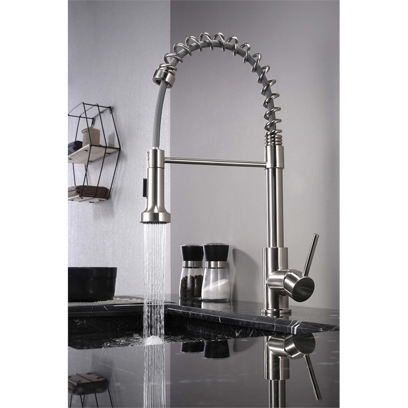 Lexora Home Lanuvio Brass Kitchen Faucet with Pull Out Sprayer in Chrome