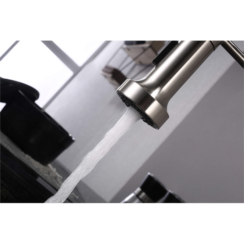 Lexora Home Lanuvio Brass Kitchen Faucet with Pull Out Sprayer in Chrome