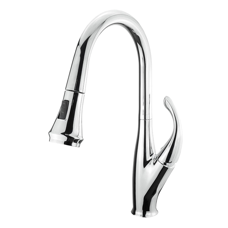 Lexora Home Garbatella Brass Kitchen Faucet with Pull Out Sprayer in Chrome