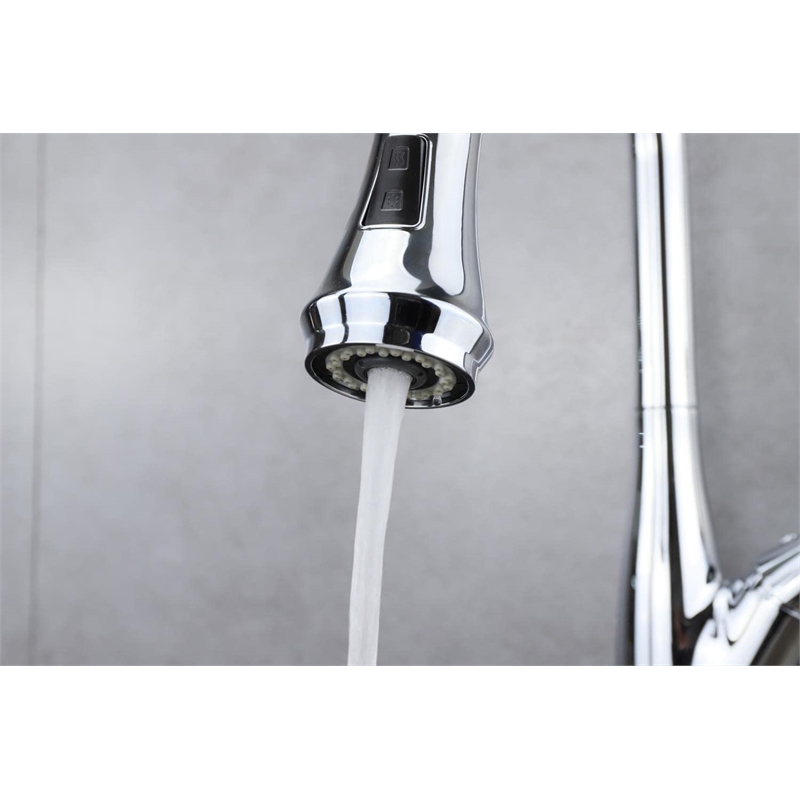 Lexora Home Garbatella Brass Kitchen Faucet with Pull Out Sprayer in Chrome