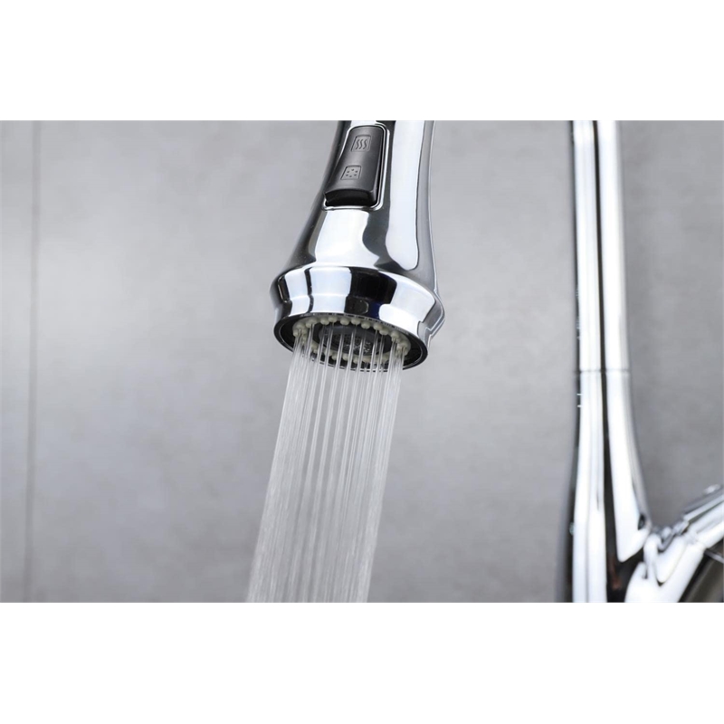 Lexora Home Garbatella Brass Kitchen Faucet with Pull Out Sprayer in Chrome