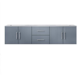 Lexora Home Geneva 72&quot Carrara Marble Top Double Vanity with Sinks in Dark Gray