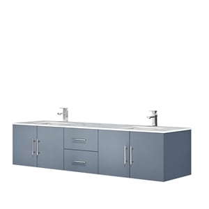 Lexora Home Geneva 80&quot Carrara Marble Top Double Vanity with Sinks in Dark Gray