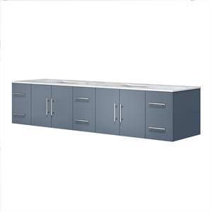 Lexora Home Geneva 84&quot Carrara Marble Top Double Vanity with Sinks in Dark Gray
