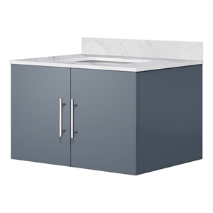 Lexora Home Geneva 30&quot Carrara Marble Top Single Vanity with Sink in Dark Gray