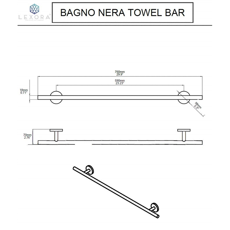 Lexora Home Bagno Nera 4-Piece Bathroom Accessory Set in Matte Black