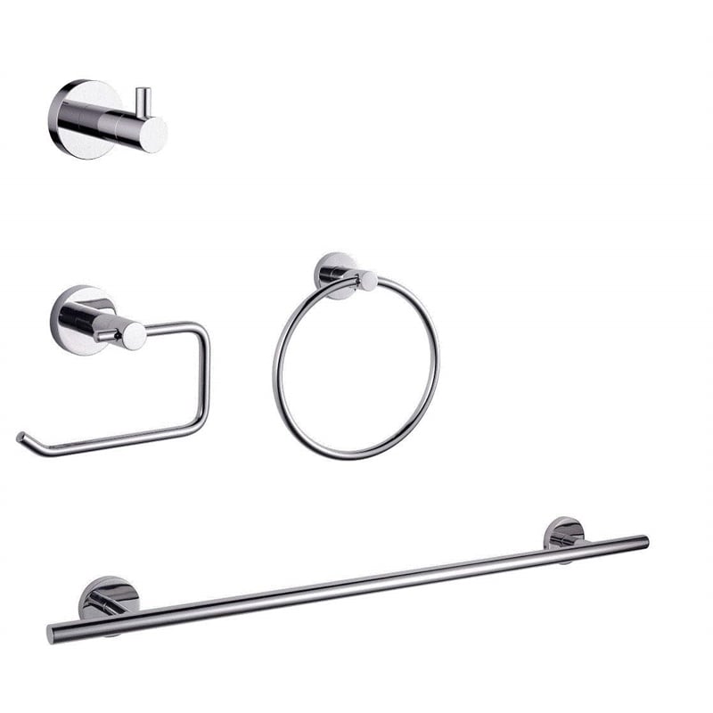 Lexora Home Bagno Nera 4-Piece Bathroom Accessory Set in Chrome