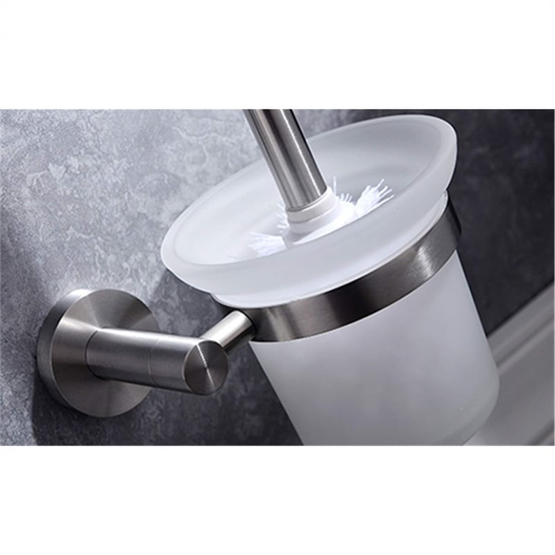 Lexora Home Bagno Nera Stainless Steel Toilet Brush in Satin Nickel