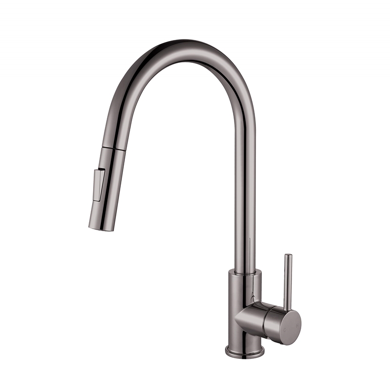 Lexora Home Olivi Brass Kitchen Faucet with Pull Out Sprayer in Brushed Nickel