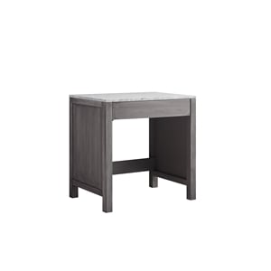 Lexora Home Jacques 30&quot Carrara Marble Top Make-Up Table in Distressed Gray