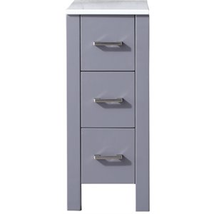 Lexora Home Volez 12&quot Phoenix Stone Top Side Cabinet in Dark Gray
