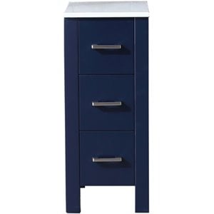 Lexora Home Volez 12&quot Phoenix Stone Top Side Cabinet in Navy Blue