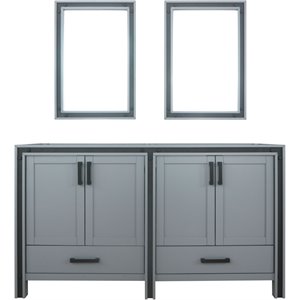 Lexora Home Ziva 60&quot Double Vanity with Mirrors in Dark Gray