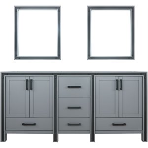Lexora Home Ziva 72&quot Double Vanity with Mirrors in Dark Gray