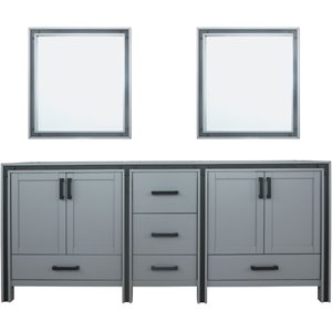 Lexora Home Ziva 80&quot Double Vanity with Mirrors in Dark Gray