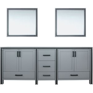 Lexora Home Ziva 84&quot Double Vanity with Mirrors in Dark Gray