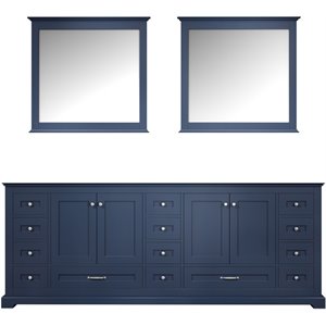Lexora Home Dukes 84&quot Double Vanity with Mirrors in Navy Blue