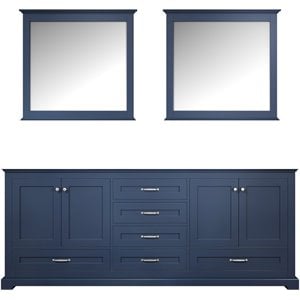 Lexora Home Dukes 80&quot Double Vanity with Mirrors in Navy Blue