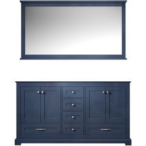 Lexora Home Dukes 60&quot Double Vanity with Mirror in Navy Blue