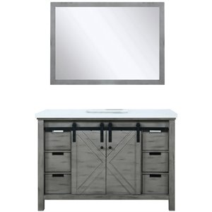 Lexora Home Marsyas 48&quot Quartz Top Single Vanity in Ash Gray
