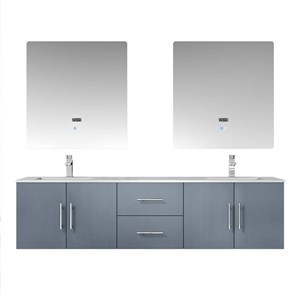 Lexora Home Geneva 72&quot Carrara Marble Top Double Vanity in Dark Gray