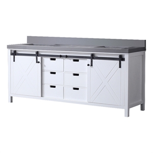 Lexora Home Marsyas 80&quot Quartz Top Double Vanity with Sinks in White