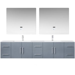 Lexora Home Geneva 84&quot Carrara Marble Top Double Vanity in Dark Gray