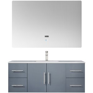lexora home geneva 48&quot carrara marble top single vanity in dark gray