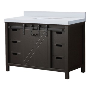 Lexora Home Marsyas 48&quot Quartz Top Single Vanity with Sink in Brown