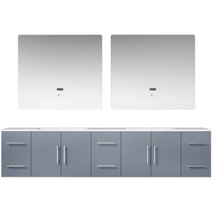 Lexora Home Geneva 84&quot Carrara Marble Top Double Vanity in Dark Gray