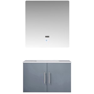 Lexora Home Geneva 30&quot Carrara Marble Top Single Vanity in Dark Gray